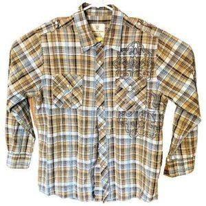 (3) Original Route 66 Men's Pearl Snap Down Casual Dress Plaid Shirts-Size Large